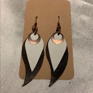 Genuine leather handmade earrings with jewels